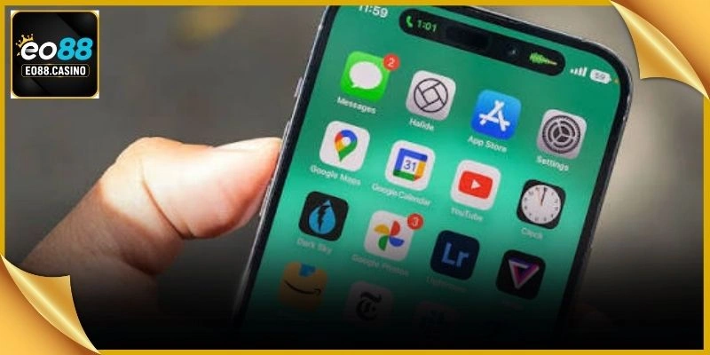 Giao diện quét mã mã hóa tải app EO88 trên điện thoại di động mượt mà